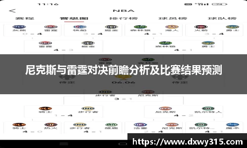 尼克斯与雷霆对决前瞻分析及比赛结果预测