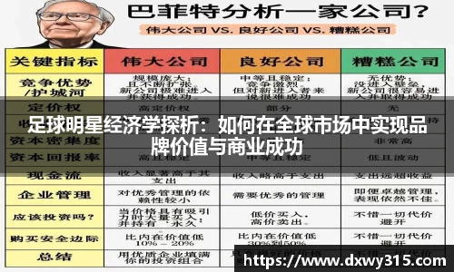 足球明星经济学探析：如何在全球市场中实现品牌价值与商业成功