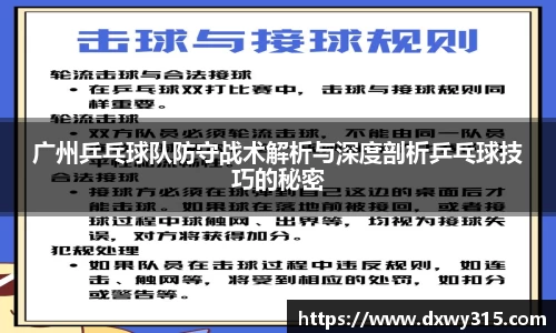 广州乒乓球队防守战术解析与深度剖析乒乓球技巧的秘密